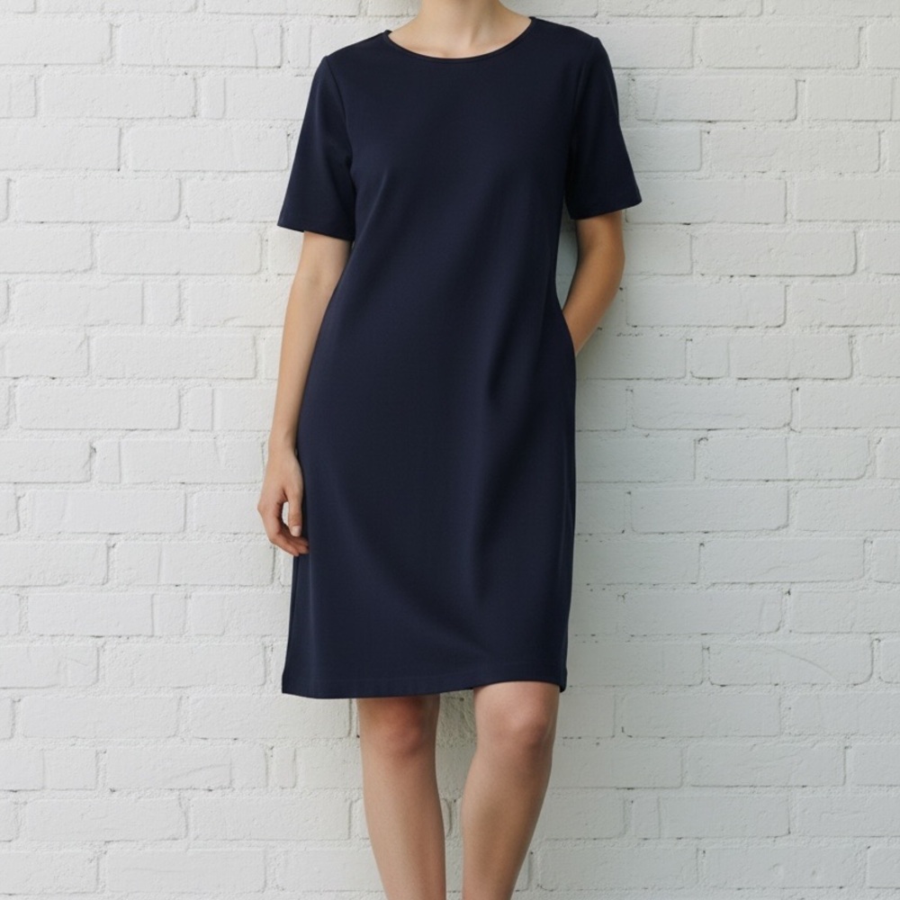 Gap Small Navy Blue Short Sleeve Scoop Back Uniform Preppy School Dress B6